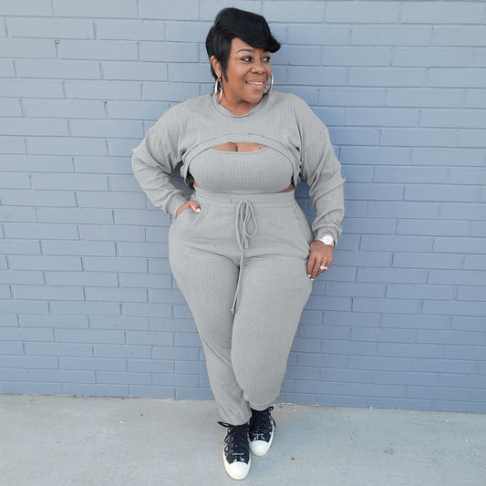 Plus Size Three-Piece Sports Suit